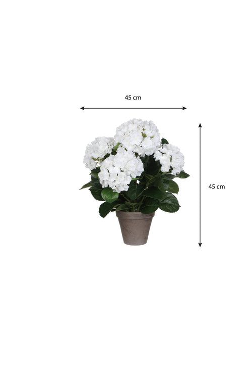 Mica Decorations Hortensia Kunstplant in Bloempot Stan - H45 x Ø45 cm - Wit
