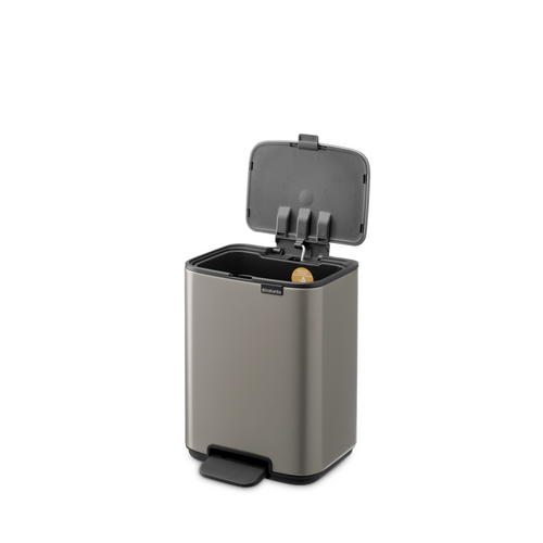 Brabantia Bo Pedaalemmer, 4 liter, stil sluitend, kunststof binnenemmer - Platinum