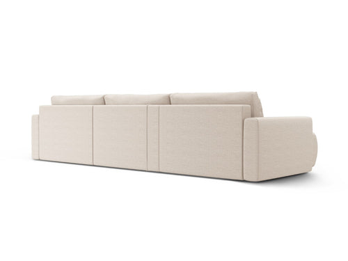 Cosmopolitan Design Converteerbare panoramische bank met opbergdoos Belfast 4-zits, structurele stof beige - 149x340x84cm