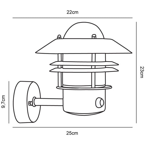 Nordlux Blokhus Wandlamp Buiten | Sensor | E27 | IP54 | Verzinkt | Seaside