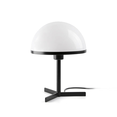 Faro Dome Dome tafellamp 23 cm, satijnzwart, glanzend witte kap, E27 fitting.