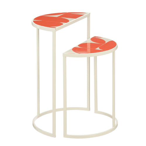 Mica Decorations Bologna Bijzettafel Buiten - Set van 2 - L45 x B23 x H58 cm - Metaal - Rood - vtwonen shop