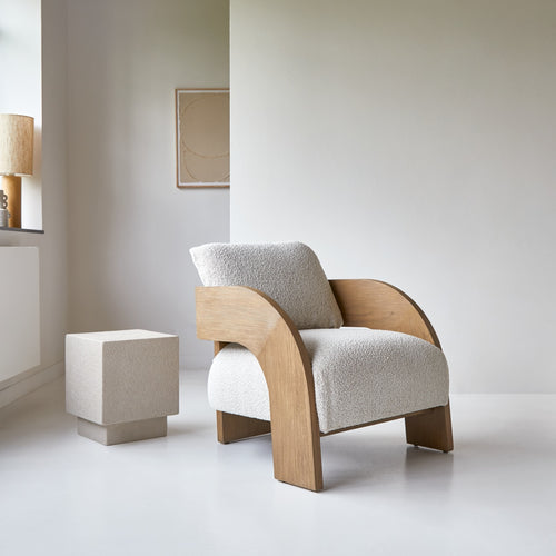 Tikamoon Fauteuil in massief mindihout en ecru stof - Beige - vtwonen shop
