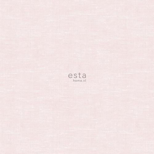 ESTAhome behang effen linnenstructuur licht roze - 53 cm x 10.05 m - 148692