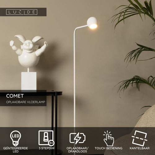Lucide vloerlamp COMET - Geïntegreerde LED - Wit