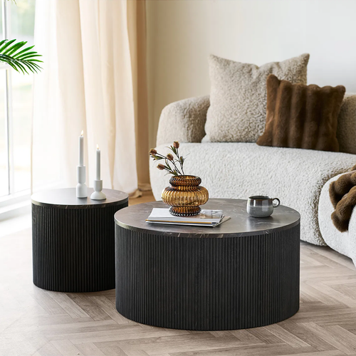 Artichok Babette Salontafel Donkerbruin Marmer - Ø 80