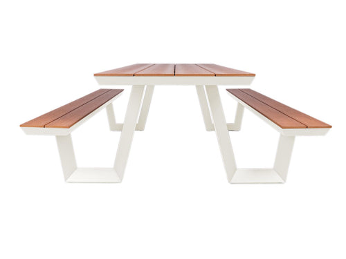 MaximaVida aluminium picknicktafel Bermuda 200 cm ivoor