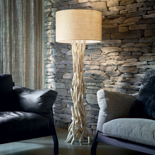 Ideal Lux Driftwood - 1 Lichtbruine vloerlamp, beige met kap, E27