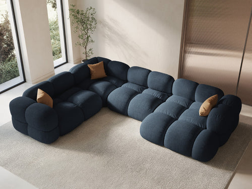 Cosmopolitan Design Panoramische hoekbank links Loretto 5-zits, structurele stof donkerblauw - 250x345x68cm