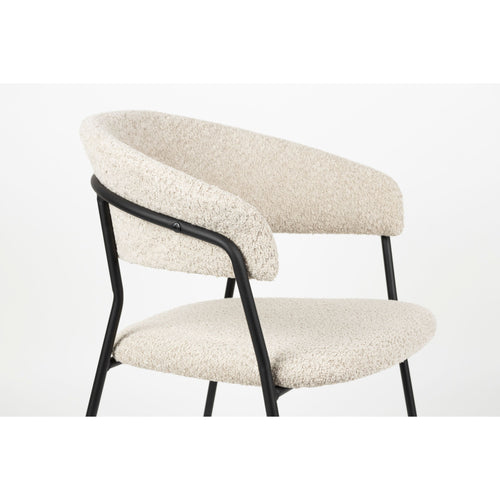 Housecraft Living Zeri Eetkamerstoelen Armleuning Off-white/ Zwart - Set van 2
