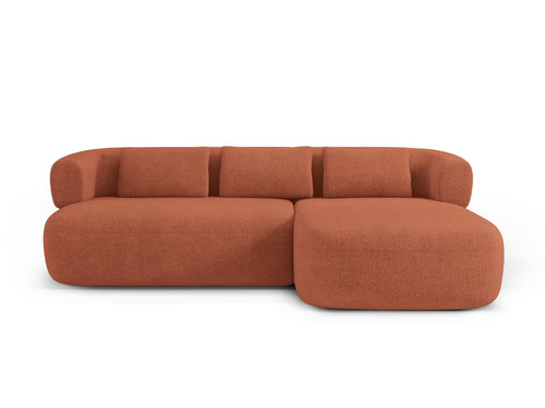 Micadoni rechter hoekbank Jenny 5-zits, boucle baksteen - 145x225x73cm