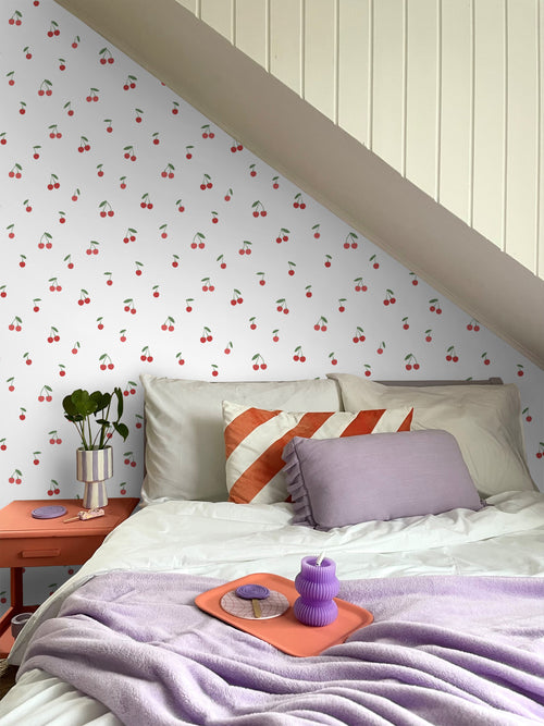 ESTAhome behang kersen wit en rood - 50 x 900 cm - 131652