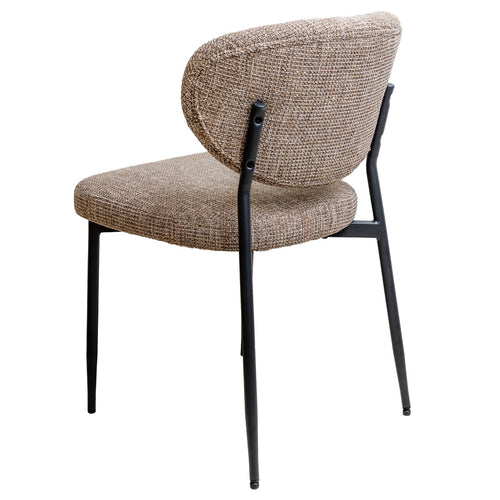 Giga Meubel Eetkamerstoel Vajèn Taupe – Chenille – Zwart Metalen Onderstel - Set van 2
