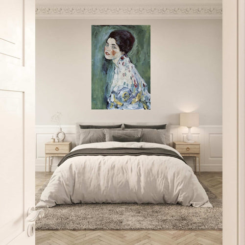 Artfulprints Poster Gustav Klimt - Portrait of a lady   - 50x70 cm - Donkergroen