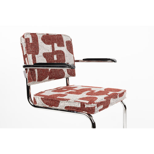 Zuiver Ridge Deco Symbols Eetkamerstoelen Armleuning Rood - Set van 2