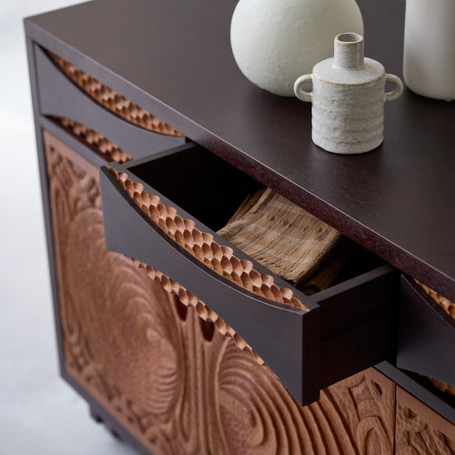 Tikamoon Massieve mahoniehouten buffetkast 180 cm - Bruin - vtwonen shop