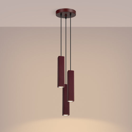 Sollux Lighting Hanglamp RAYO 3P bordeaux - 20x20x108cm