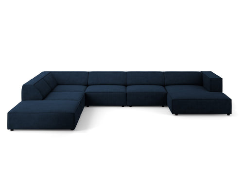 Cosmopolitan Design Panoramische hoekbank links Arendal 7-zits, chenille met ribbeleffect, koningsblauw - 262x364x70cm