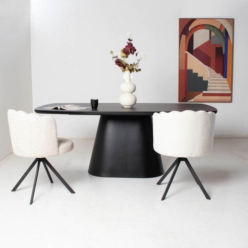 Giga Meubel Eettafel Moya - Deens Ovaal Zwart Hout - 200x100x76cm - vtwonen shop