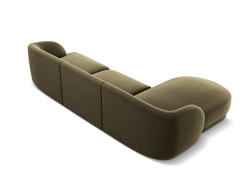 Micadoni linker hoekbank Miley 4-zits, flueel, groente - 156x255x70cm