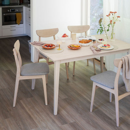 Rowico Home Rodham Houten Eetkamerstoel Whitewash - Lichtgrijze Stof