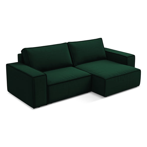 LaMiaSofa hoekbank rechts Livorno - velours - flessengroen - 257x148x82