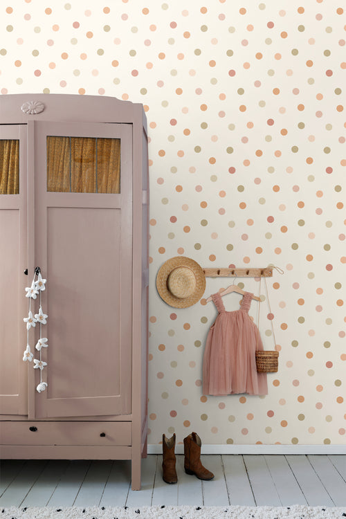 ESTAhome behang stip beige en meerkleurig - 50 x 900 cm - 131626