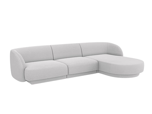 Micadoni rechter hoekbank Miley 4-zits, boucle lichtgrijs - 156x255x70cm