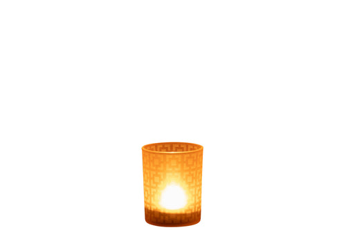 J-Line windlicht Vierkanten - glas - beige - medium