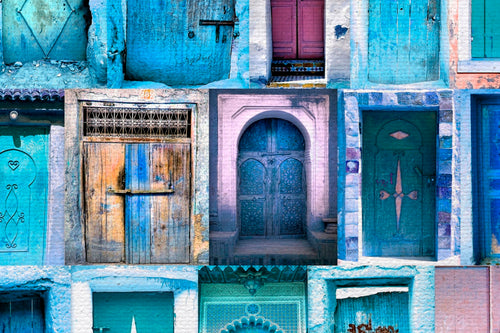 Canvas 60x40 Afdruk Blauwe Deur - vtwonen shop