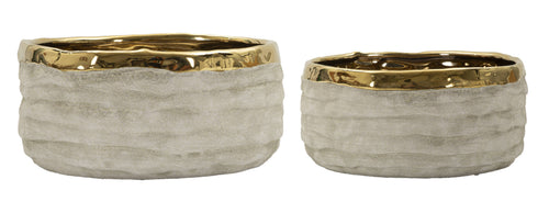 Mauro Ferretti cachepot - set van 2 - Ø 22,5x10,5 - 18x8,5 - grijs