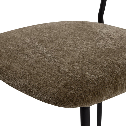 WOOOD eetkamerstoelen Kjeld - Chenille - Bruin - Set van 2