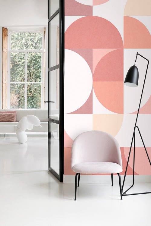 ESTAhome fotobehang cirkels in Bauhaus stijl roze tinten - 250 x 279 cm - 159365 - vtwonen shop