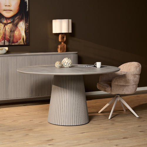 StarFurn Eettafel Solana - Rond Taupe Hout - 130x130x76cm