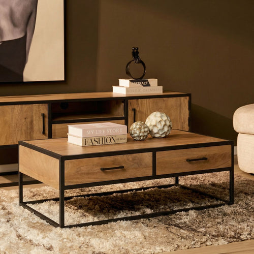 Starfurn Salontafel Dakota - Rechthoekig Naturel Hout - 130x70x40cm