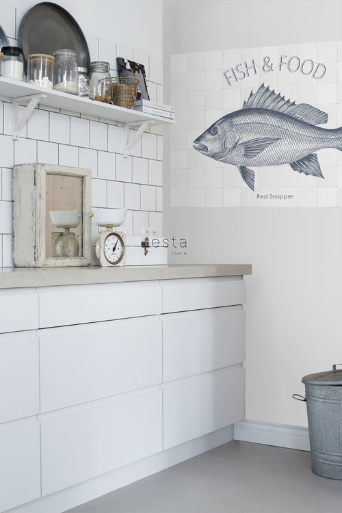 ESTAhome muursticker vis blauw - 145 x 97 cm - 159034