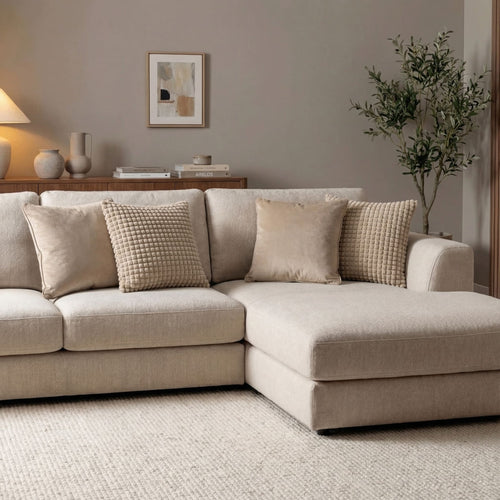 KUSSENSET - 4-delig - Texture Harmony - 45x45 cm - inclusief binnenkussens - beige