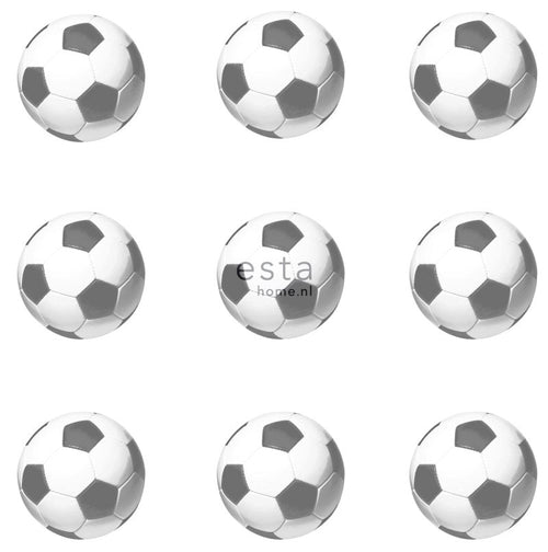 ESTAhome behang voetballen zwart en wit - 53 cm x 10.05 m - 138829
