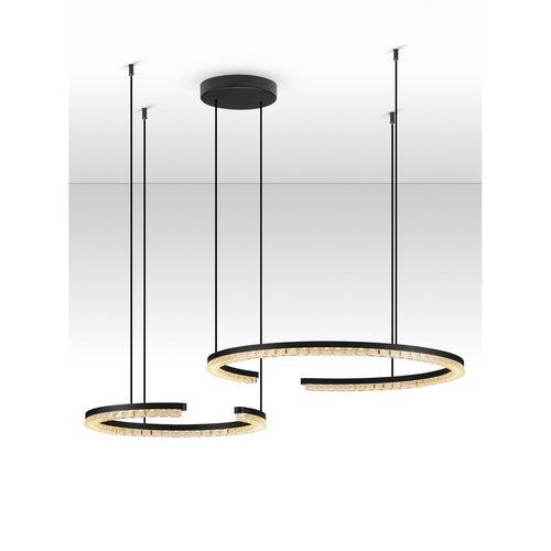 Nova Luce GREAMY Geïntegreerde LED-hanglamp voor plafond, zandkleurig zwart, Triac dimbaar, 49W, 3668lm, 3000K
