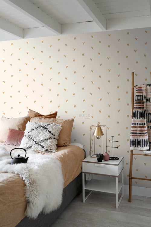 Sanders & Sanders behang hartjes beige en goud - 53 cm x 10.05 m - 935268 - vtwonen shop