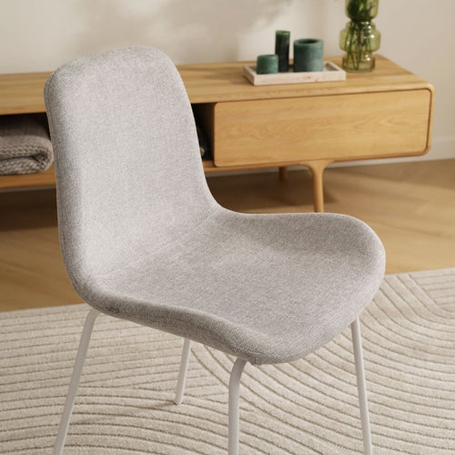 Nolon Nora-Fé Eetkamerstoel Lichtgrijs - Stof - Witte Poten - vtwonen shop