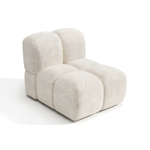 Sia Home - Modulaire fauteuil NUBI - Fluweel met structuur - Crème - 78cm