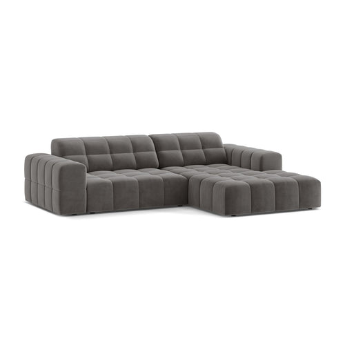 Cosmopolitan Design - Rechter hoekbank Chicago 3-zits, flueel lichtgrijs - 167x234x78cm