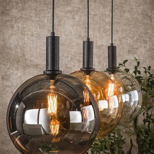 Giga Meubel Hanglamp Sfera Tricolore - Zwart Metaal - 3-Lichts - 30x115x150cm