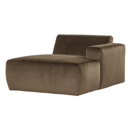 WOOOD chaise longue bank rechts Mojo Base - Velvet - Taupe - 74x112x162