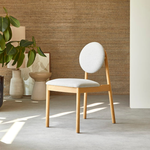 Tikamoon Stoel in massief eikenhout en grijze wollen stof - Grijs