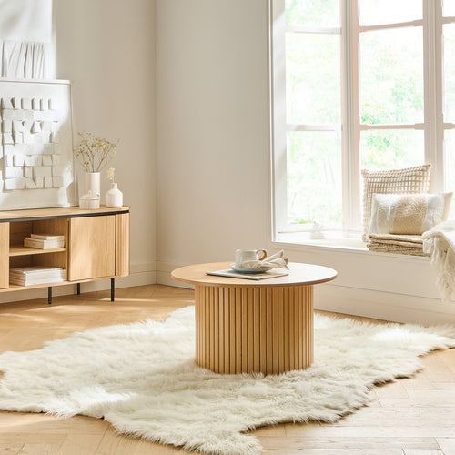 Calicosy - ELIE Set van 2 ronde salontafels - Eiken - 70x70x40 cm
