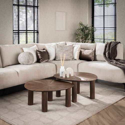 Giga Meubel Salontafel Maya - Donkerbruin Hout - Set van 2 - 60x50x43cm - vtwonen shop