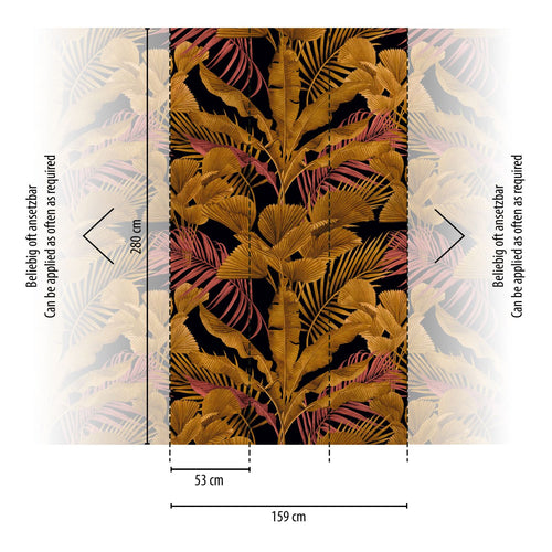 Livingwalls fotobehang jungle-motief zwart, goud, roze en geel - 159 x 280 cm - AS-391853 - vtwonen shop
