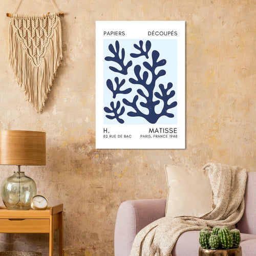 Artfulprints  Matisse – Coral shadows navy blue I   poster A4 21x29.7 cm - vtwonen shop